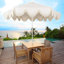 Parasol d'extérieur à frange bohémienne 9 pi avec manivelle et inclinaison Collins, auvent crème résistant aux UV, mât blanc-1412435129-1422570732