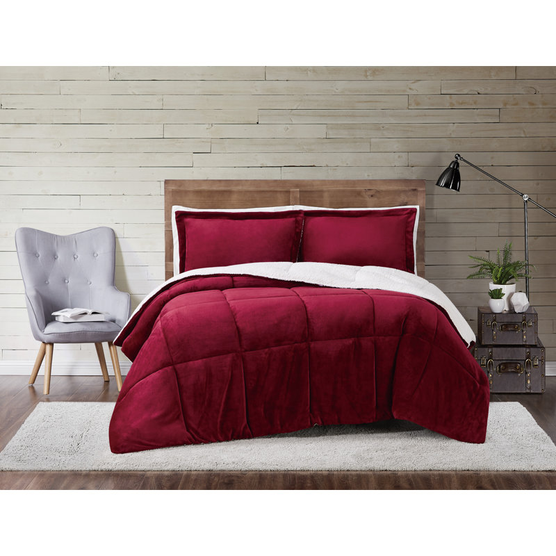 Ensemble d'édredon en polyester Trely Soft Cuddle, Édredon grand + 2 taies décoratives, Bleu/crème