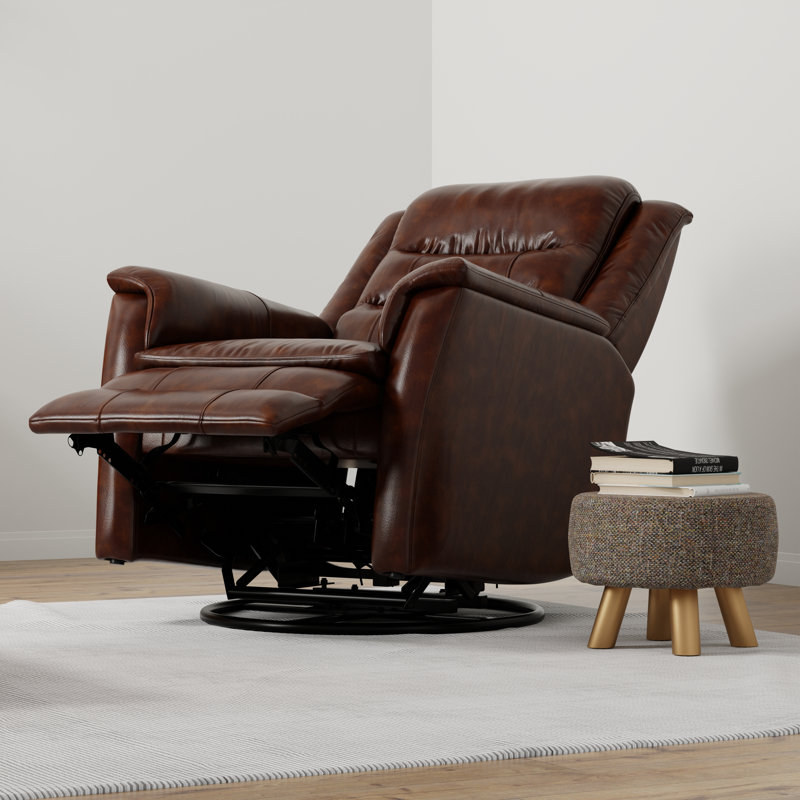 Endston Swivel Glider Recliner with Manual Footrest, Cognac