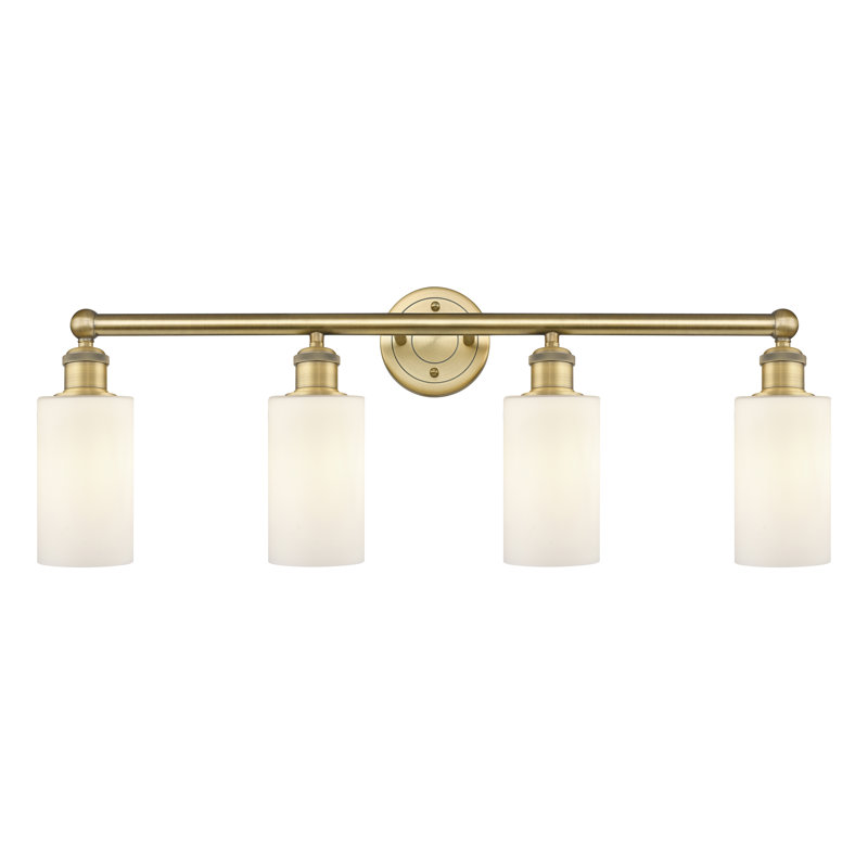 Caldello 4 - Light Dimmable Vanity Light, Matte White, Brushed Brass