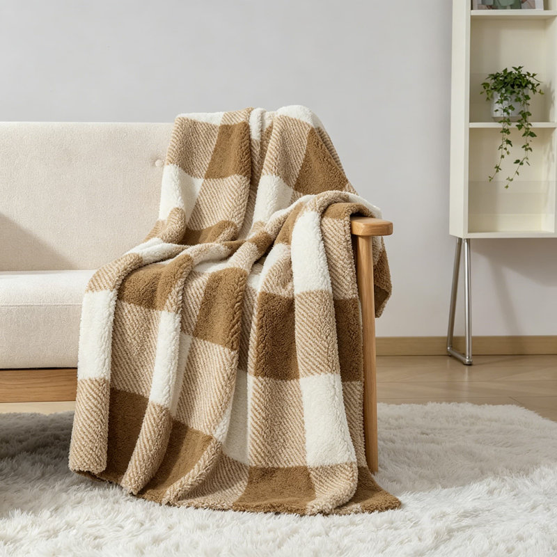 Jeté Sherpa, L 60 po x l 50 po, Brun