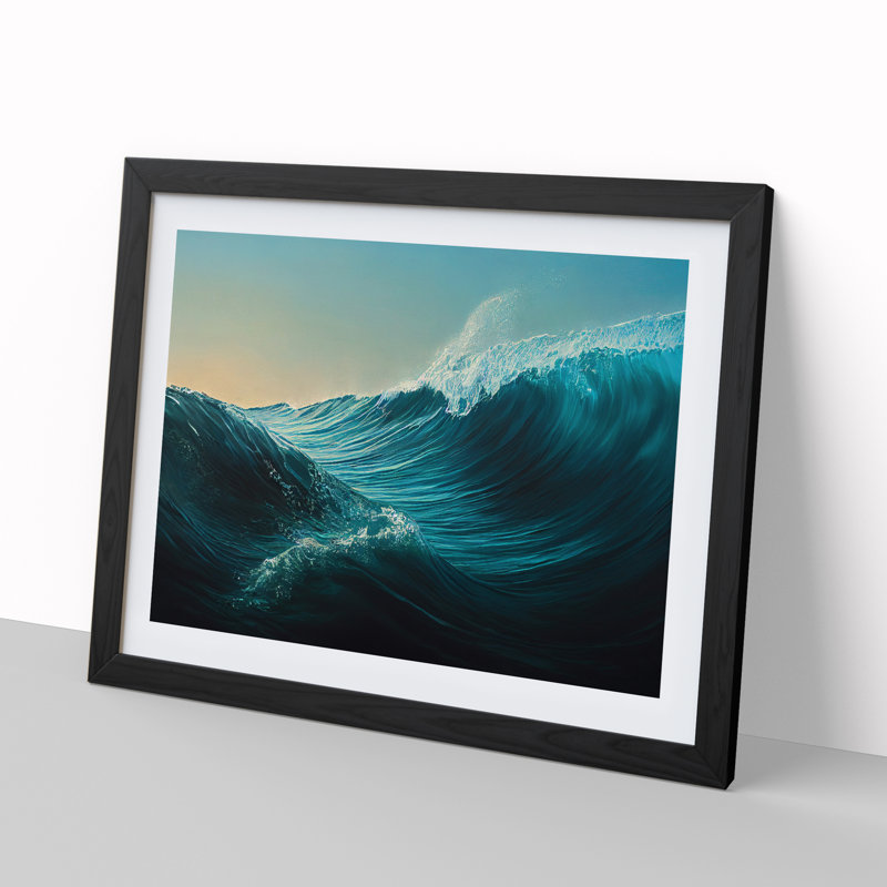 XH1022-6322X Moving Ocean Wave - Single Picture Frame Print, Black, 46cm H x 64cm W