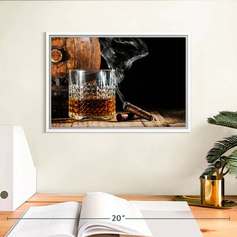 Bourbon tonneau et cigare, Cadre flottant blanc, 13 po x 9 po