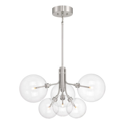 Lustre 6 lumières Meridian en nickel brossé
