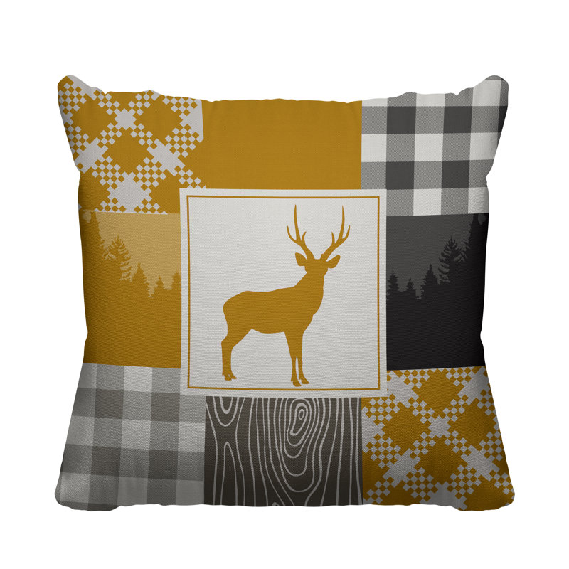 Coussin intérieur / extérieur Range Trees Cabin, 19 po x 19 po, Jaune, Carré