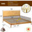 Structure de lit très grand en bois massif avec tête de lit, lit plateforme scandinave d'une capacité de 800 lb, finition chêne naturel, antidérapant et silencieux, pas de sommier tapissier nécessaire-1633583104-1633583111