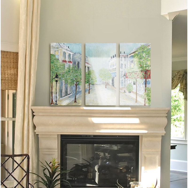 Springtime Stroll - Ensemble de 3 reproductions d'images sur toiles, H 24 po x l 48 po x P 1,5 po