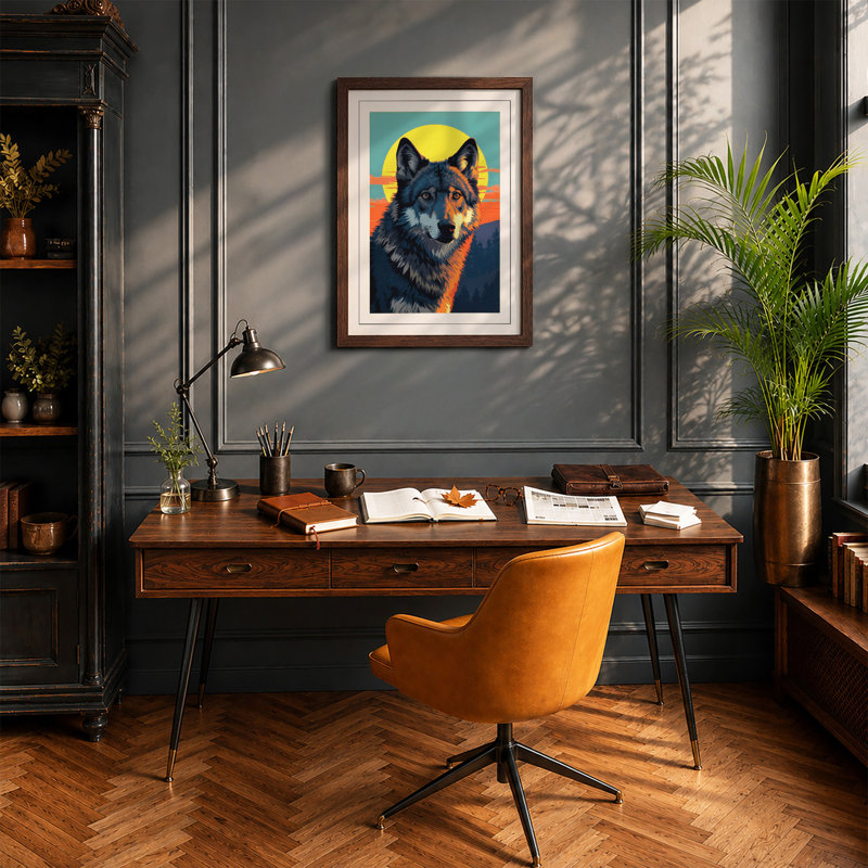 Wolf's Direct Gaze Geometric - Print, Unframed, A3 - 42.0 x 29.7 cm