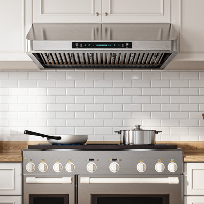 Hotte sous un meuble à conduit 42 pouces avec contrôle à 4 vitesses en acier inoxydable et commande par panneau tactile avec lumières DEL 42 pouces 900 CFM