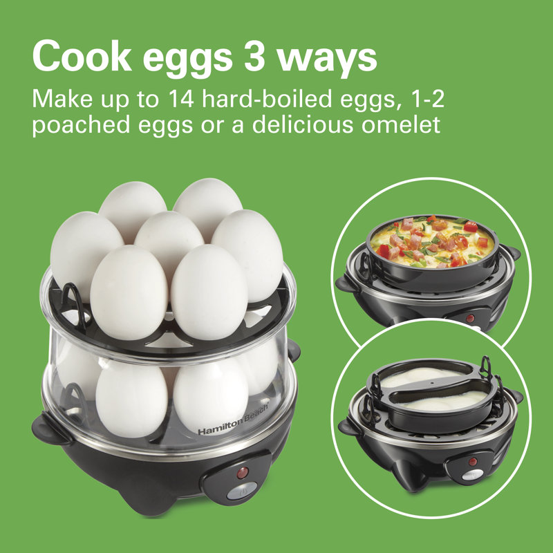 Hamilton Beach Black 14-Egg Electric Cooker and Steamer