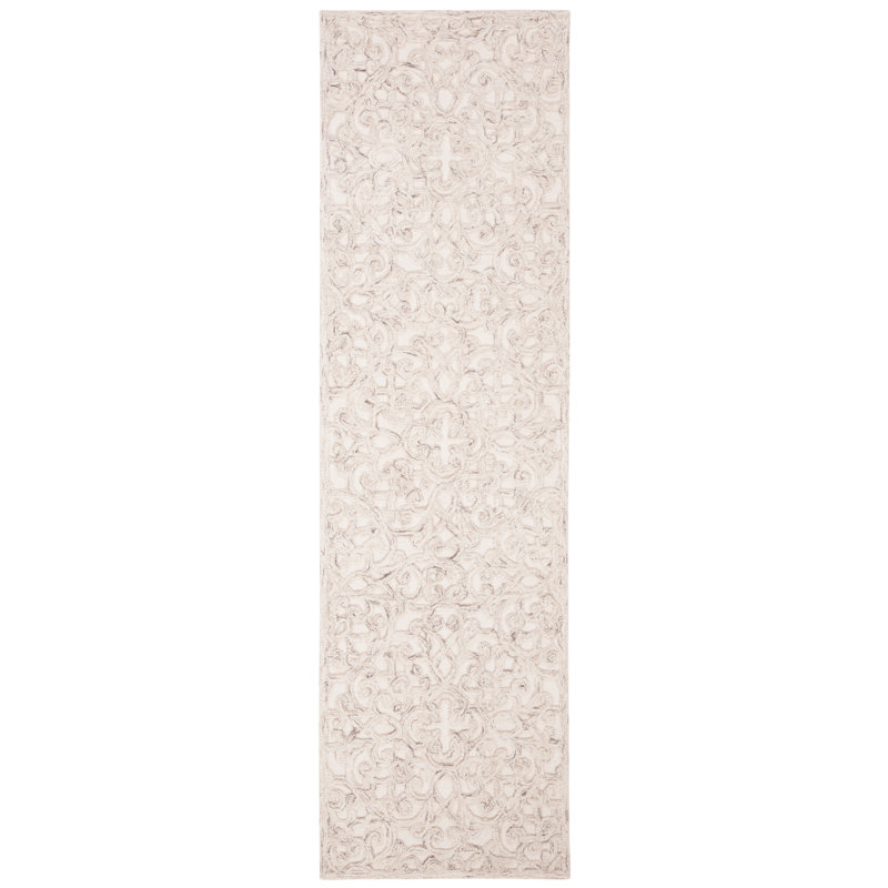 Tapis en laine et coton touffeté à la main Sarina, Tapis de couloir 2 pi 3 po x 12 pi