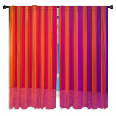Rideaux de fenêtre orange et mauve à rayures sur fond transparent et obscurcissant - 2 panneaux