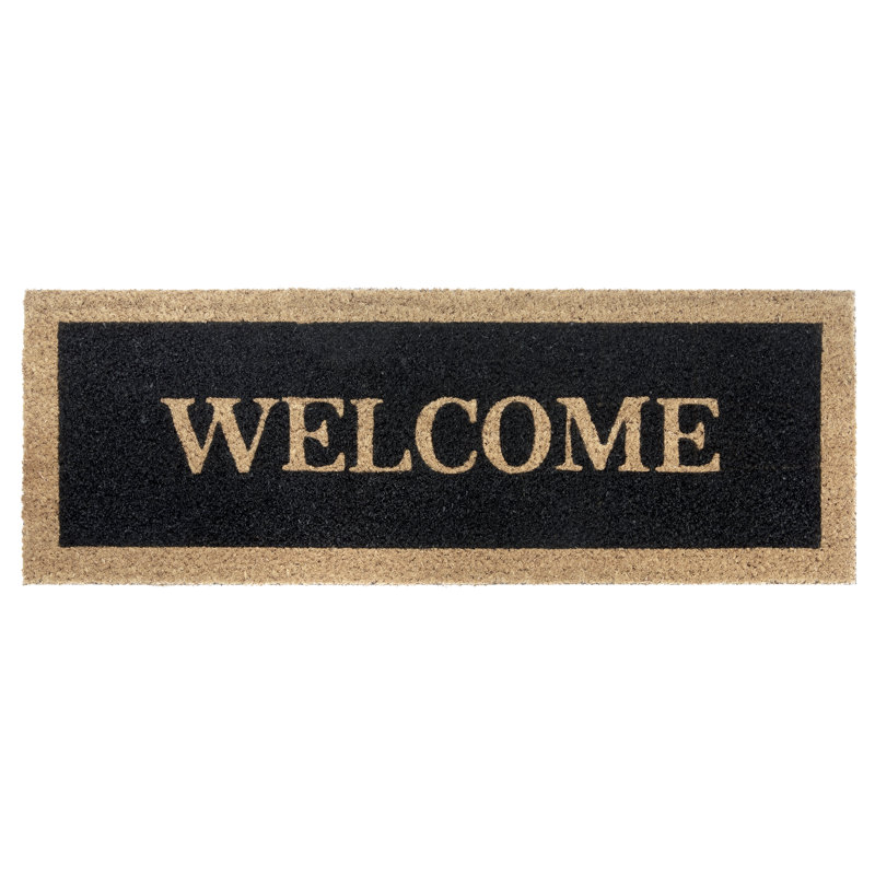 Mix Mats Black Welcome Border Doormat