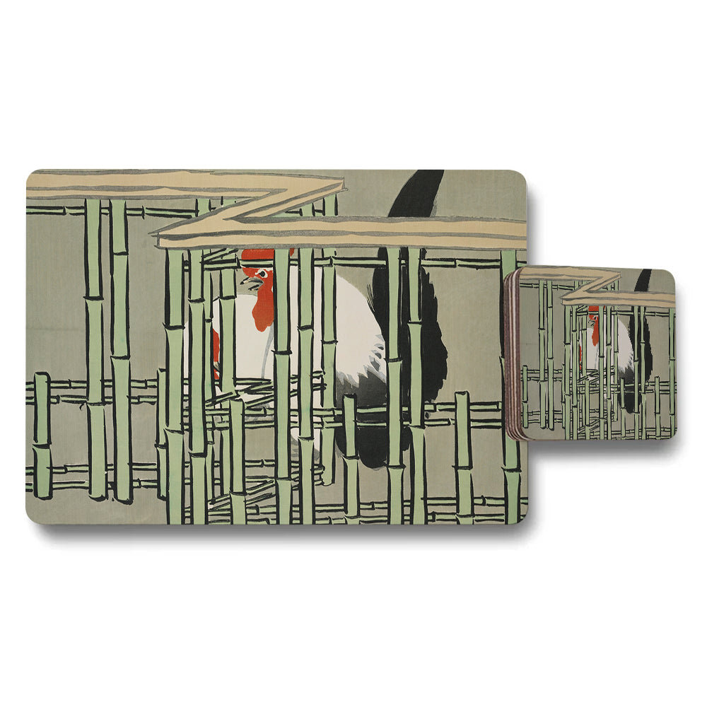 Bamboo Forest Crane Placemats And Coaster Set For Dining Table