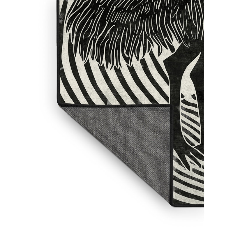 Tapis moelleux à rayures moelleuses et modernes en mauve à motif d'autruche Southville, 5 x 8