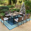 Ensemble de salle à manger de patio extensible 9 pièces avec fauteuils en rotin Salem