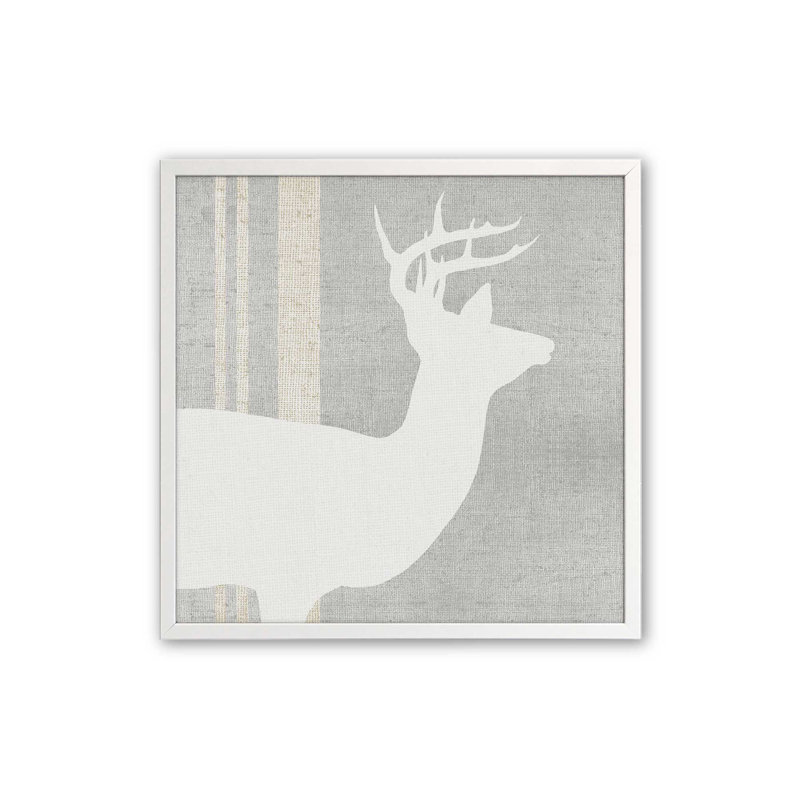 Silhouette de bois de cerf I, Cadre ouvert à coins ouverts, blanc opaque, H 17,5 po x l 17,5 po