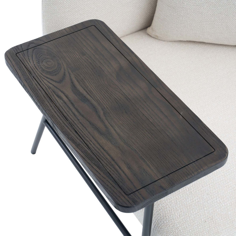 Méridienne moderne avec coussin de dossier et table d'appoint, Beige