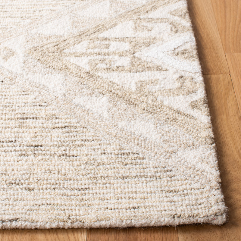 Athiran Matilda Geometric Hand Tufted Ivory Area Rug, Rectangle 3' x 5'