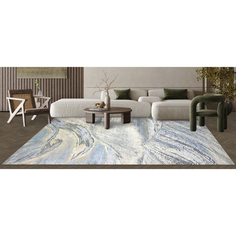 Hand Knotted Abstract Area Rug, Rectangle 8' x 10'
