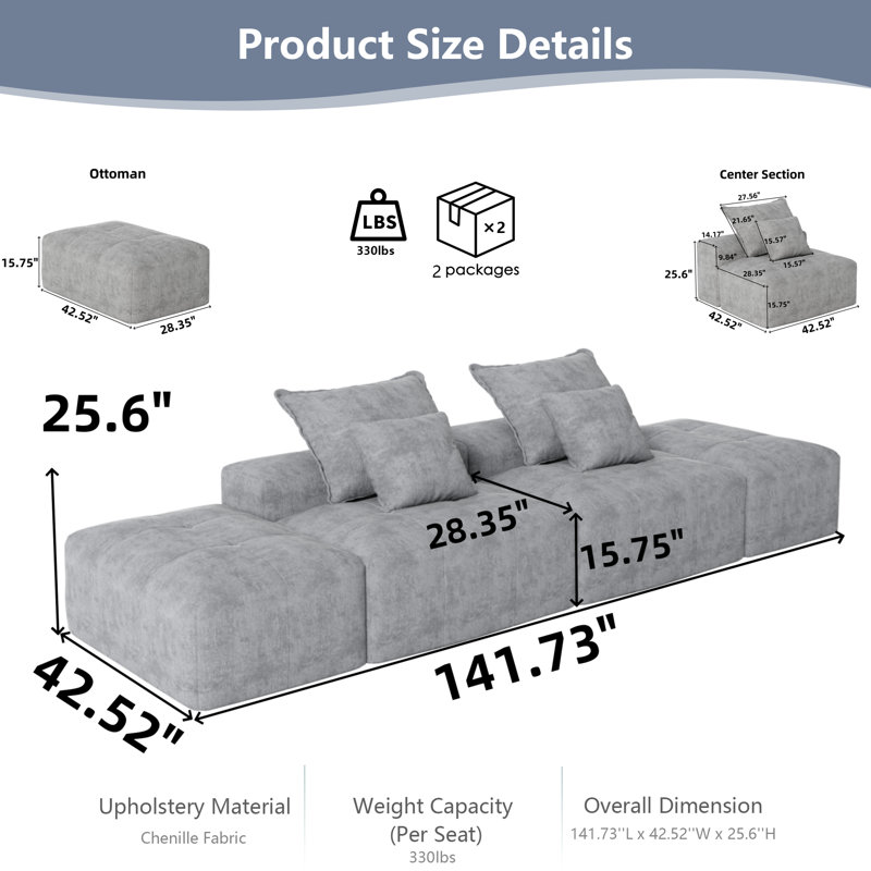 Canapé modulaire Boneless, Chenille noire