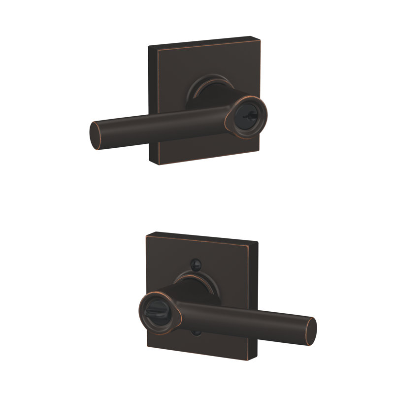 Broadway Keyed Entry Lever with Collins Trim, Yes, Aged Bronze, Keyed Alike