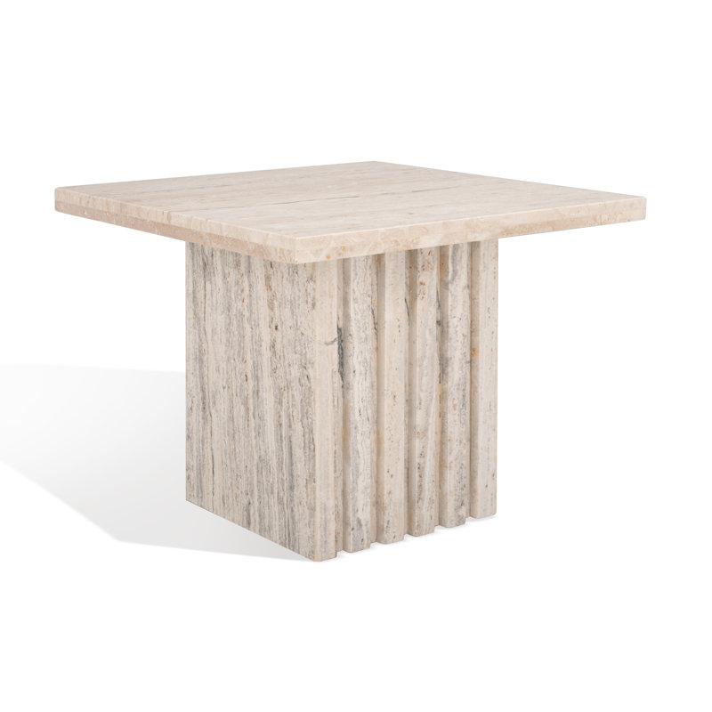 Grande table d'appoint en marbre Pristina, Beige, H 16 po x l 21 po x P 21 po