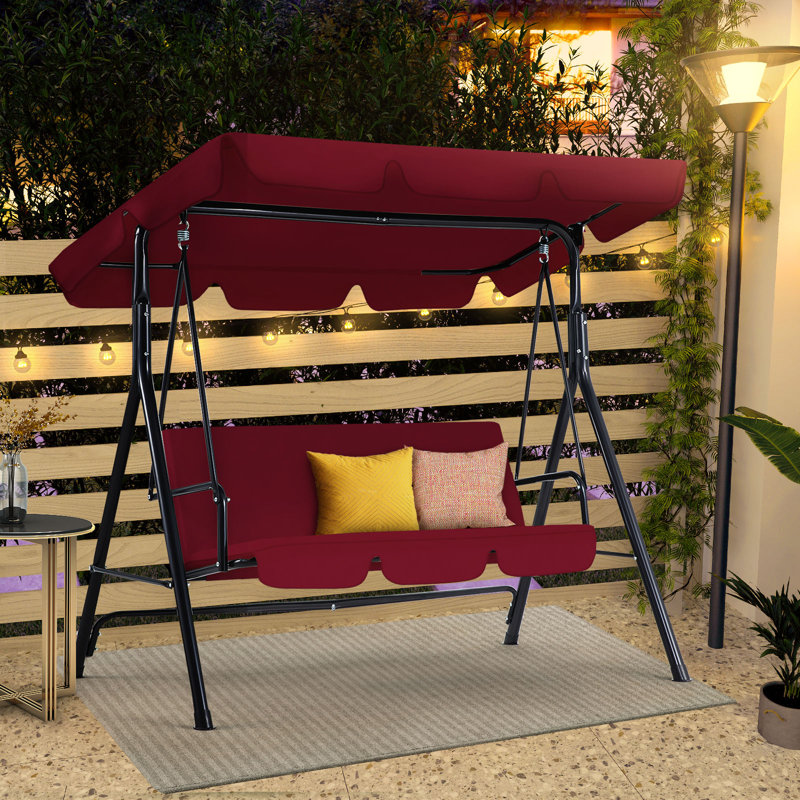 3 Person Porch Swing with Canopy, Red