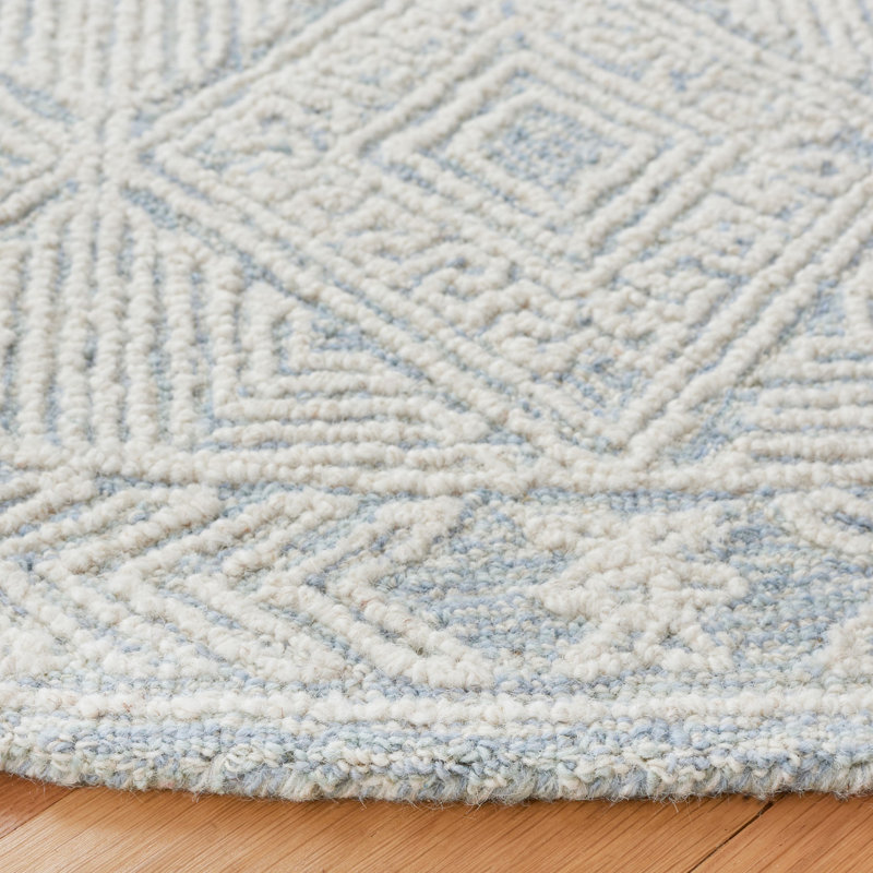 Abstract Hand Tufted Wool Geometric Rug, Round 6'