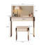 Meuble-lavabo moderne beige 35,43 po avec miroir et tabouret de maquillage