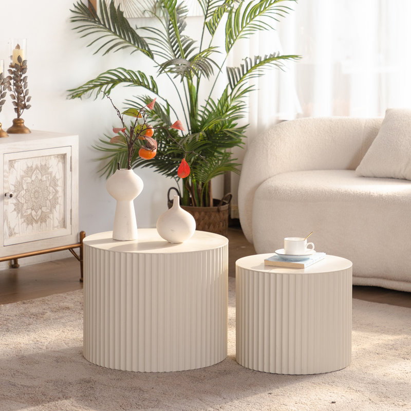Ensemble de 2 tables basses gigognes Beige