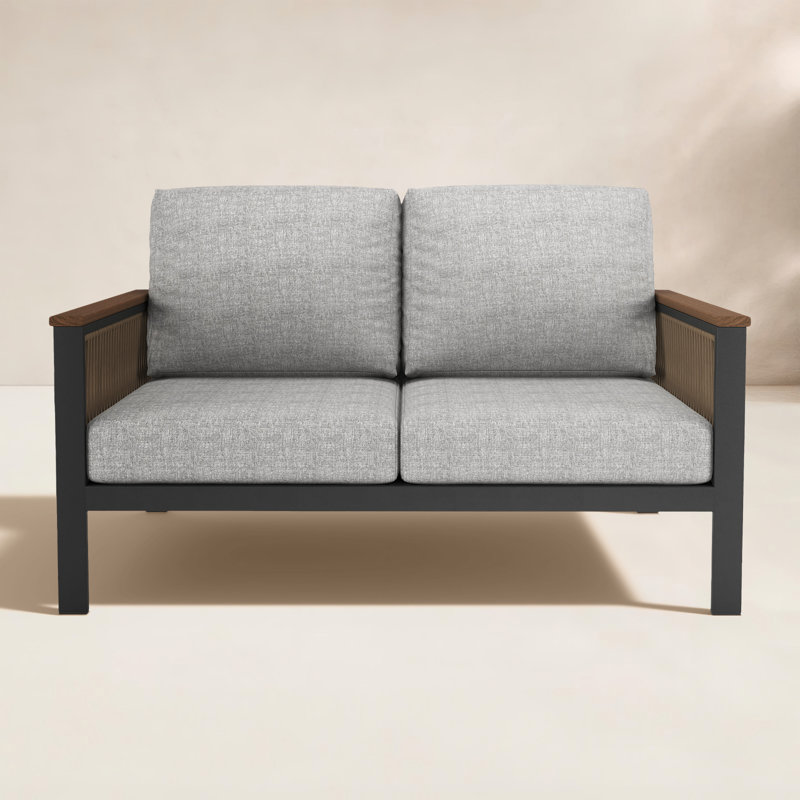 Causeuse d'extérieur 55 po avec coussins Sunbrella® Townsend, Argent coulé Sunbrella®, Grey/Brown