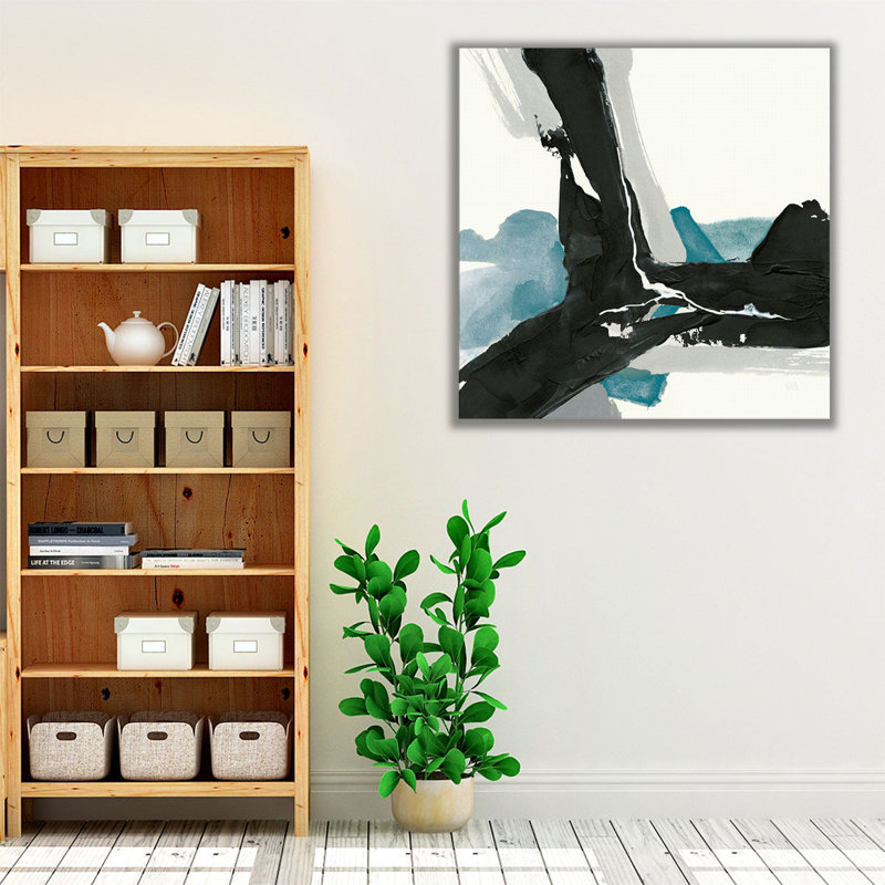 «Black and Teal III», reproduction d'art sur toile, H 12 po x l 12 po