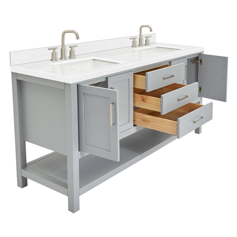 ARIEL Magnolia 72 Double Bathroom Vanity with Top, Rectangular, Gray