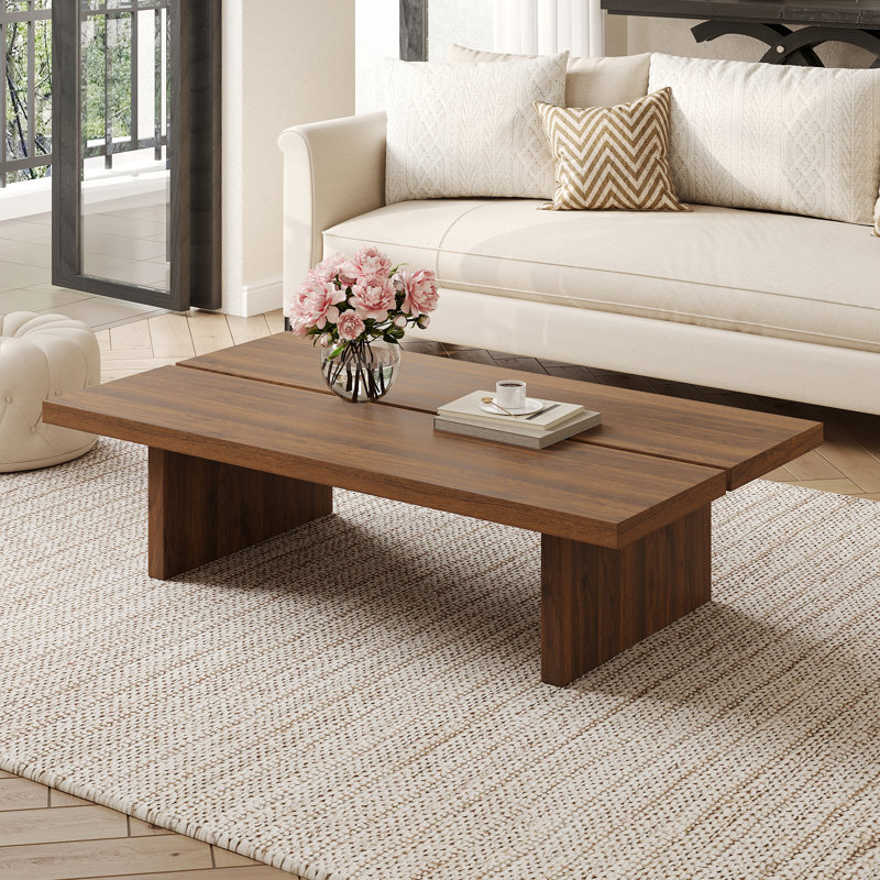 Table basse de 47 po en bois moderne, Brun, 12.6" H x 47.24" L x 23.62" W
