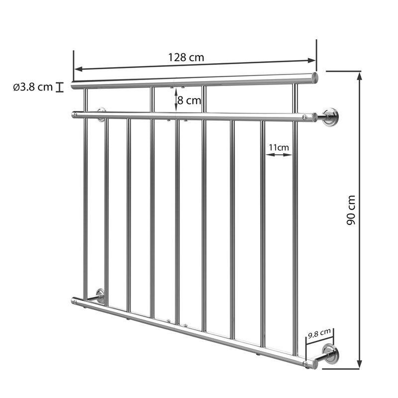 90 x 128 cm French Balcony Railing
