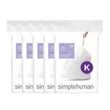 simplehuman Code K Genuine Custom Fit Drawstring Trash Bags Dispenser Packs, 100 Count