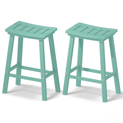 24" Hdpe Poly Lumber Outdoor Counter Bar Stool, Weather-Resistant Backless Bar Chairs With Footrest For Kitchen Counter & Balcony (Set Of 2/4/6)