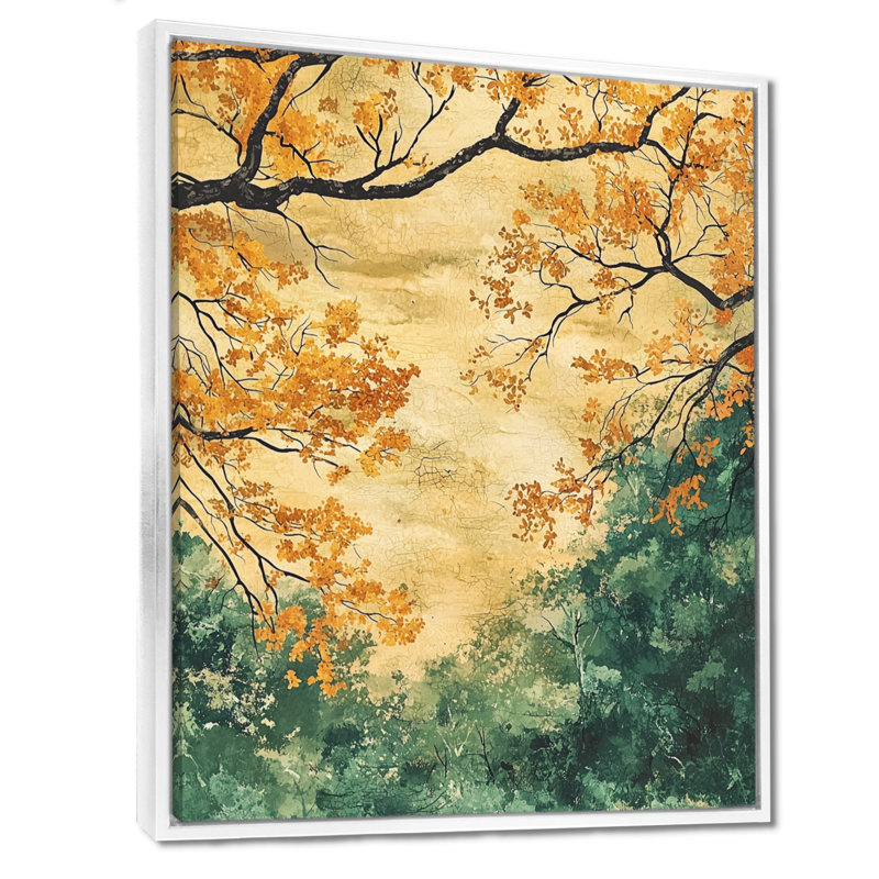Germaun Leaves Brown Forest Tranquility V - Leaves, reproduction d'art sur toile encadrée, H 32 po x l 16 po, Blanc