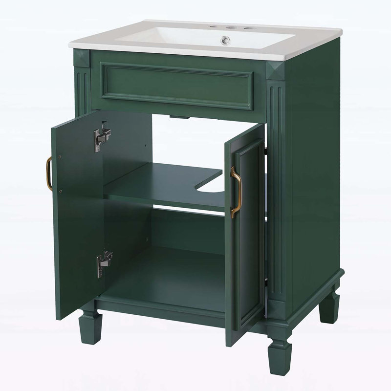 Meuble-lavabo moderne 24 po avec lavabo supérieur, Vert