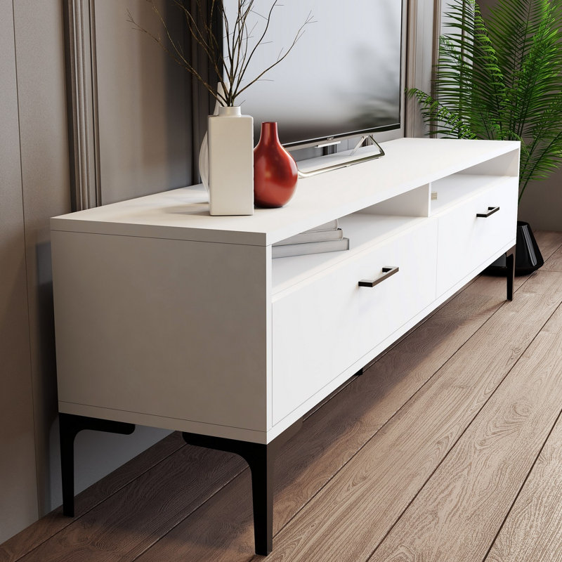 Meuble télé blanc moderne 100% mélaminé 70,9 po x 13,8 po x 27,6 po | Conception durable et élégante | Parfait pour le salon et les espaces de divertissement | Élégant uni