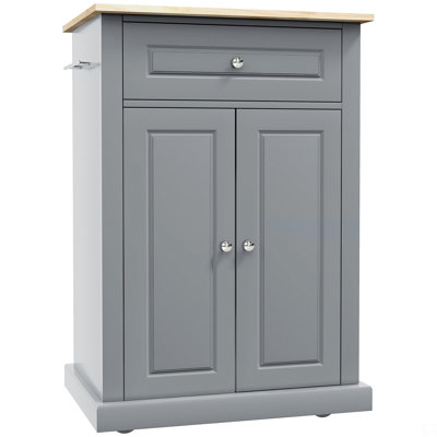 Kitchen Island Cart, Portable Serving Trolley Table With Drawer, Adjustable Shelf And 2 Towel Racks