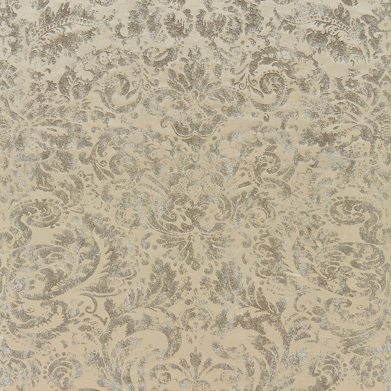Modern Luxury Palladio Velvet Damask Fabric, Antique Silver