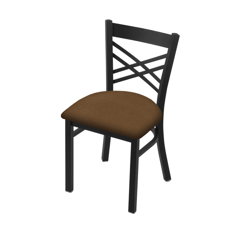 Catalina 18'' H Upholstered Metal Side Chair, Vinyl-Rein Thatch, Black Wrinkle