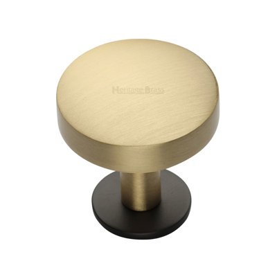 Heritage Brass Cabinet Knob Domed Disc Design with Rose