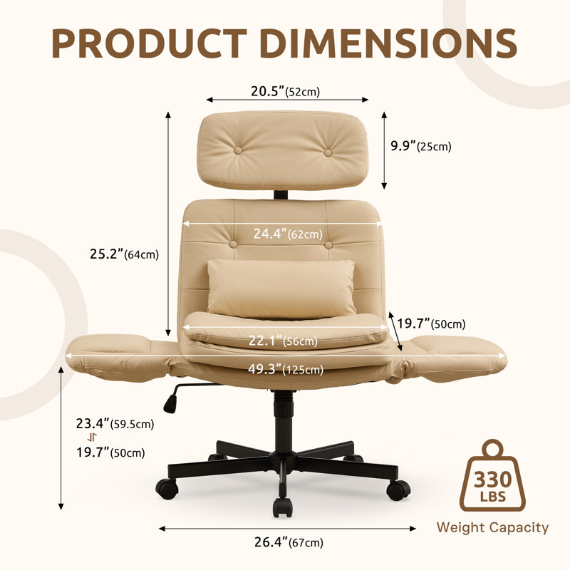 Fauteuil de bureau Criss, Simili cuir, Beige