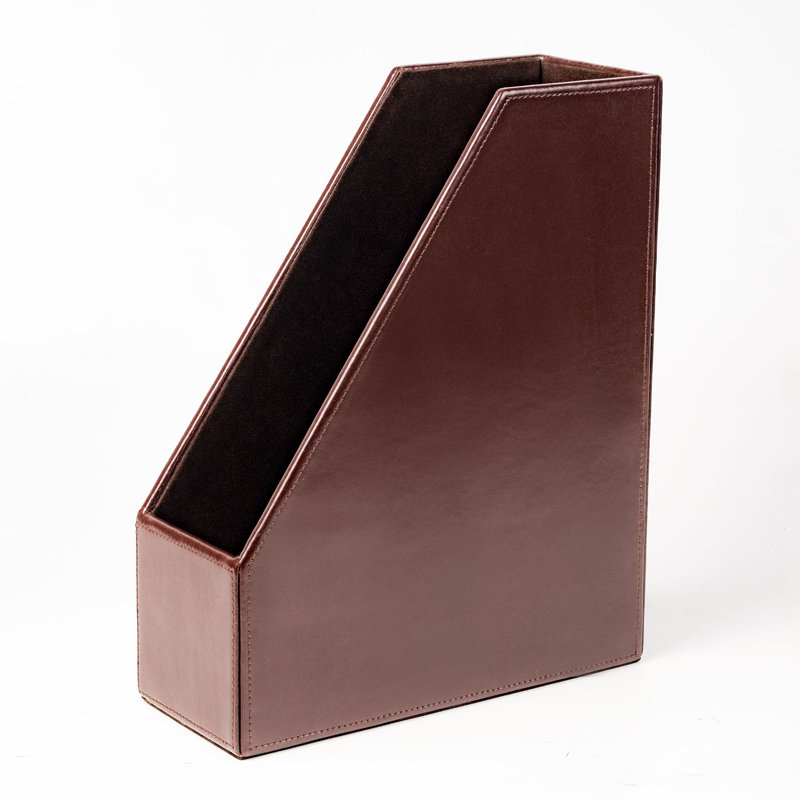Dacasso Dark Brown Bonded Leather Magazine Holder with Felt Lining