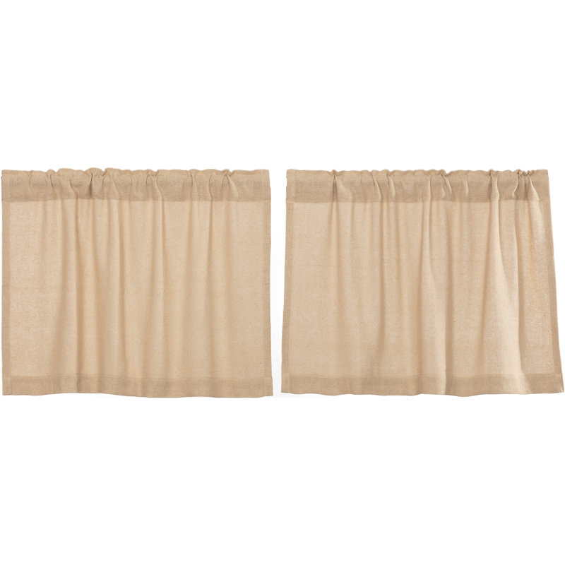 Rideau de café sur mesure en toile de jute Middlesbrough, l 72 po x L 24 po, Brun clair rétro