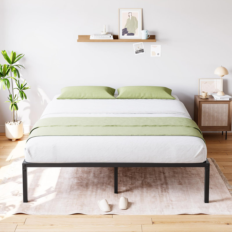 16 Inch Queen Bed Frame No Box Spring Needed, Heavy Duty Metal Platform Bed Frame Queen Size for Bedroom Easy Assembly, Noise Free, Black, Queen