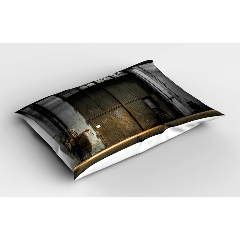 Ambesonne Industrial Pillow Sham 2 Pack Broken Rusty Door Grey Brown, 30'' W X 20'' H